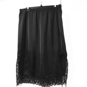 Black silky skirt with lace